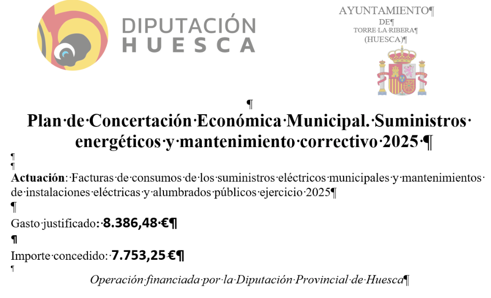 Imagen Plan de Concertación Económica Municipal. Suministros energéticos y mantenimiento correctivo 2025